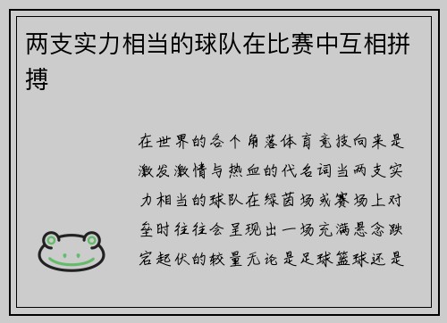 两支实力相当的球队在比赛中互相拼搏
